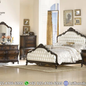 set tempat tidur italia natural jati