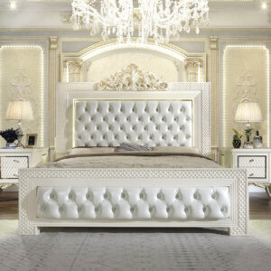 set tempat tidur warna putih ukir jepara