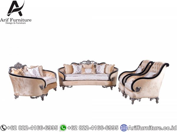 Kursi Sofa Tamu Mewah Black Silver