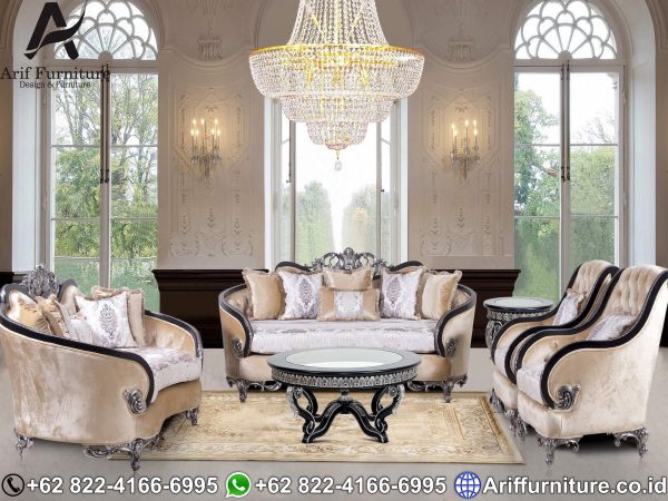 Kursi Sofa Tamu Mewah Black Silver
