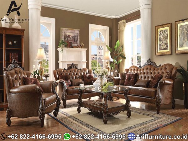 Kursi Sofa Tamu Mewah Klasik Natural