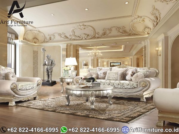 Kursi Sofa Tamu Mewah Silver Duco