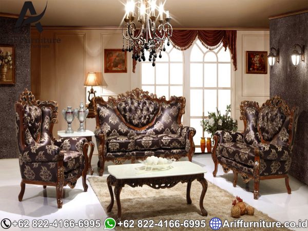 Set Sofa Tamu Mewah Klasik Ukiran Jati