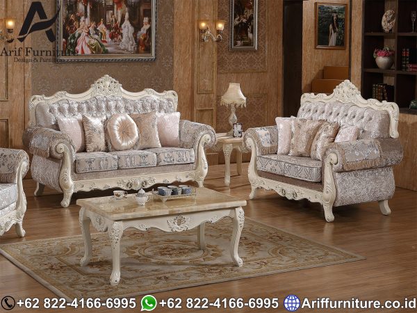 Set Sofa Tamu Mewah Pearl White Duco