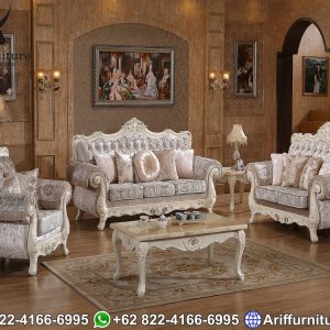 Set Sofa Tamu Mewah Pearl White Duco