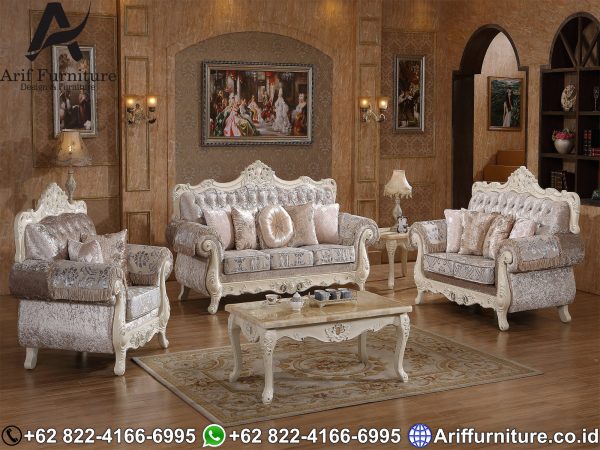 Set Sofa Tamu Mewah Pearl White Duco