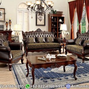 Sofa Tamu Mewah Jati Natural