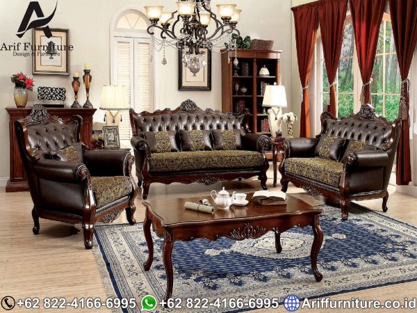 Sofa Tamu Mewah Jati Natural