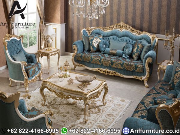 Sofa Tamu Mewah Ukiran Classic Gold