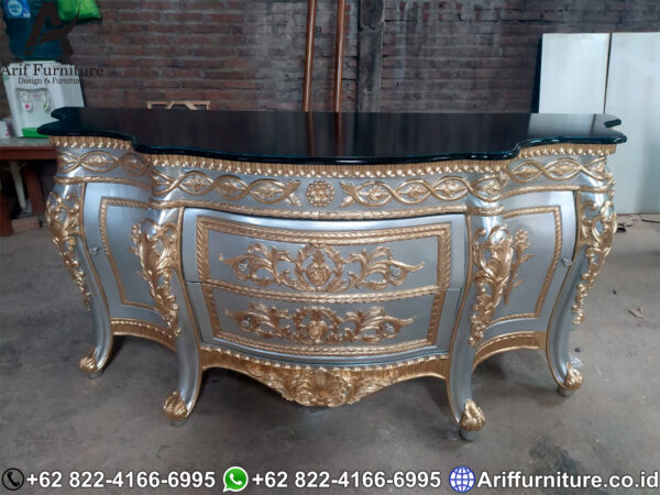 bufet tv ukiran gold mewah