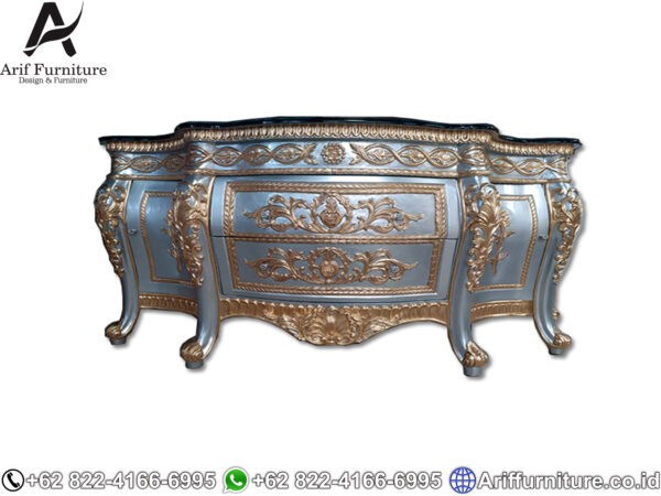 bufet tv ukiran gold mewah