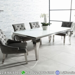 set meja makan minimalis stainless