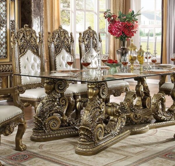 set meja makan natural gold klasik