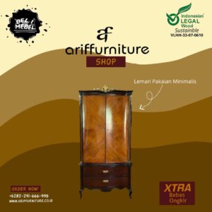 Lemari Pakaian Minimalis 2 pintu Kayu Jati