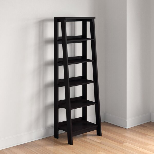 rak buku tangga minimalis kayu