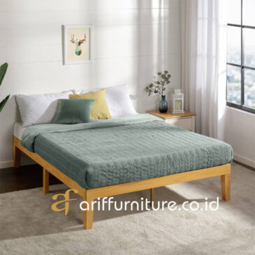 tempat tidur kayu jati minimalis modern