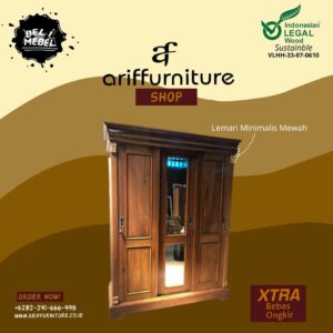 Lemari Baju Minimalis Jati 3 Pintu