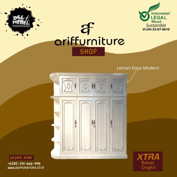 Lemari Baju Minimalis Kayu Modern Jepara