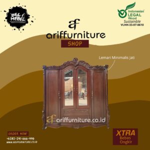 Lemari Pakaian Minimalis Kayu Jati Jepara