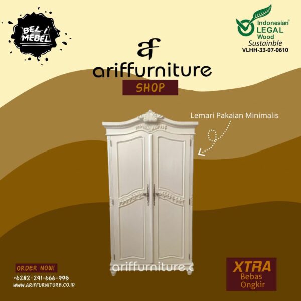 Lemari Pakaian Minimalis Kayu Jepara