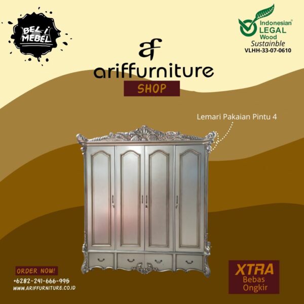 Lemari Pakaian Minimalis Kayu Pintu 4