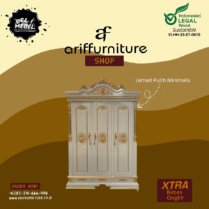 Lemari Pakaian Putih Kayu Minimalis Terbaru