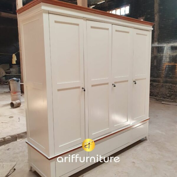 Lemari Pakaian 4 Pintu Kayu Jati - Gambar 3