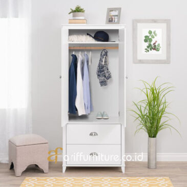 lemari pakaian putih kayu minimalis terbaru