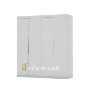 lemari pakaian warna putih pintu