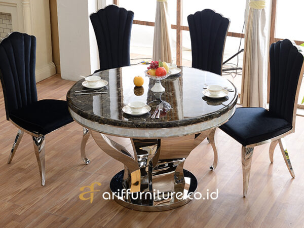 meja makan kursi stainless minimalis