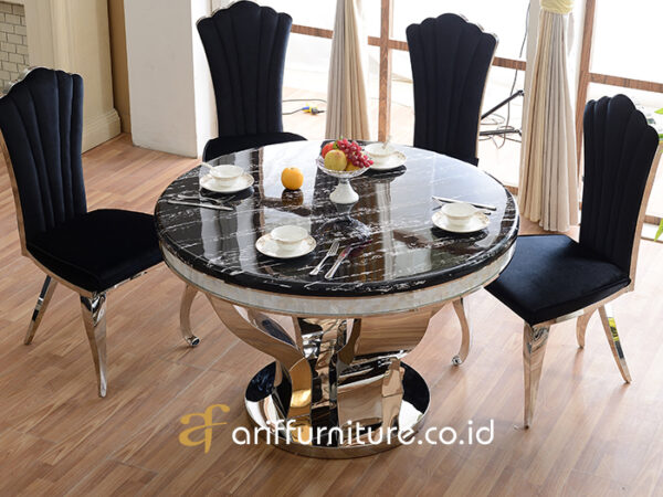 meja makan kursi stainless minimalis