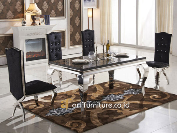 set meja makan stainless minimalis modern