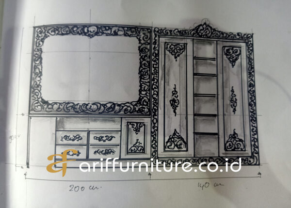 Set Lemari Pakaian Meja Rias dan Bufet TV - Gambar 14