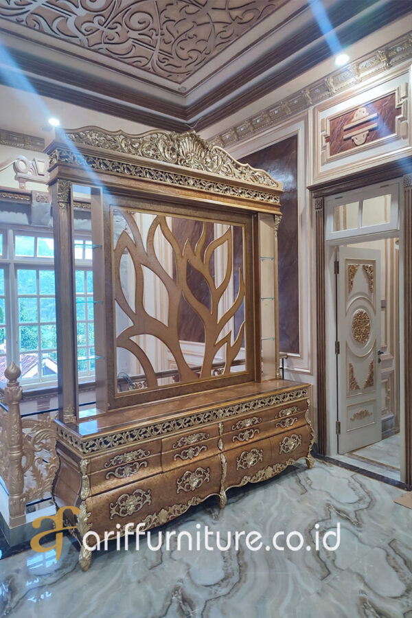 Lemari Bufet TV Kayu Ukir Mewah - Gambar 9