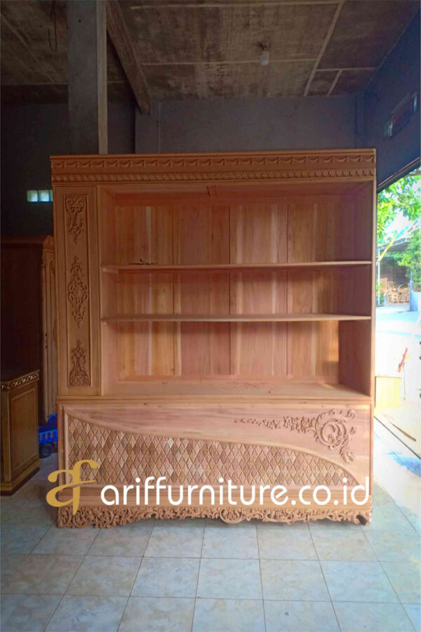 Lemari Rak Buku Kayu Ukir Custom - Gambar 13