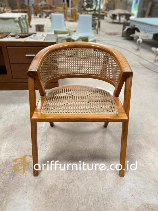Kursi Cafe Kayu Model Minimalis Kombinasi Rotan - Gambar 4