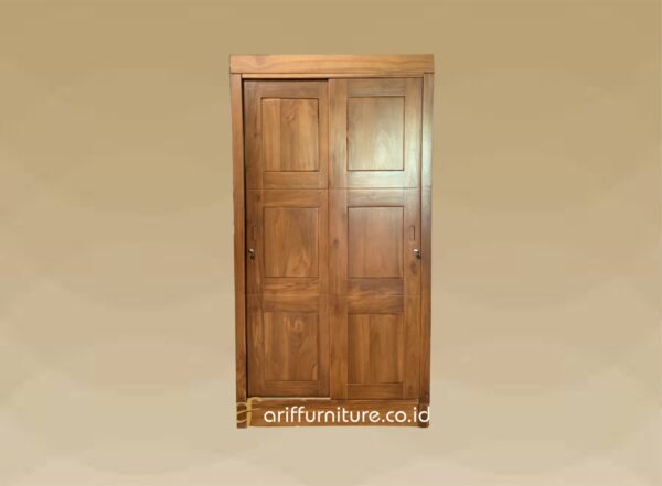 Lemari Pakaian 2 Pintu Sleding Minimalis Jati