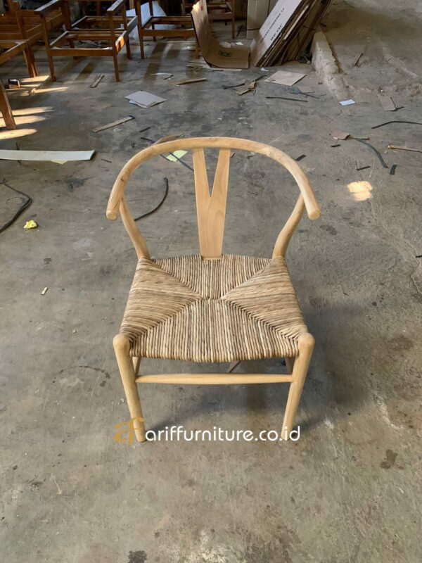 Kursi Cafe Jati Dudukan Anyaman Rotan - Gambar 2