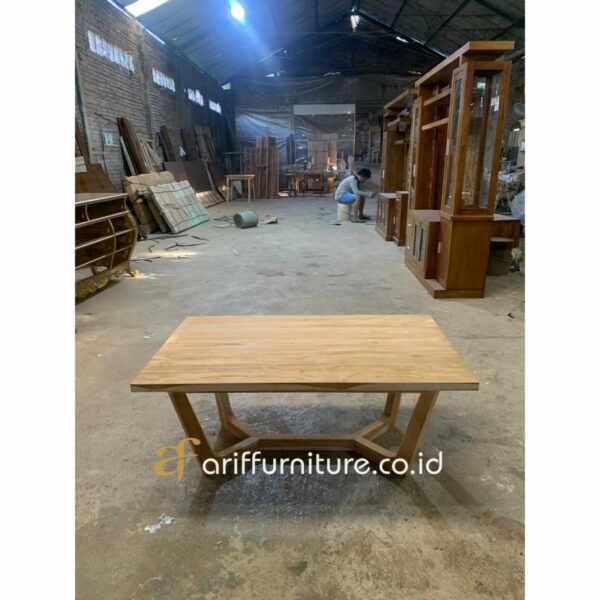 Meja Cafe Minimalis Kaki Silang Kayu Jati - Gambar 3