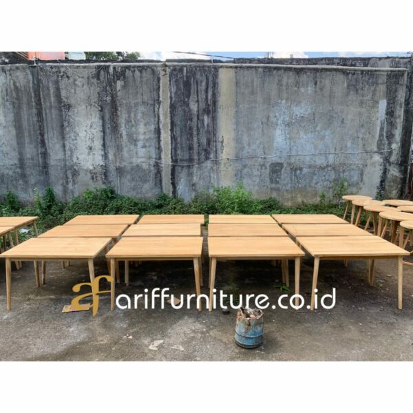 Meja Makan Cafe Retro Kaki Bubut - Gambar 4