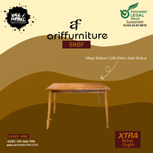 Meja Makan Cafe Retro Kaki Bubut