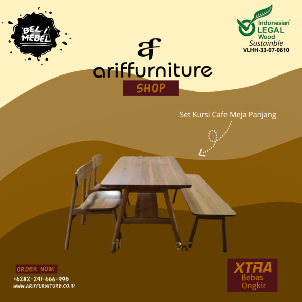 Set Kursi Cafe Meja Makan Panjang