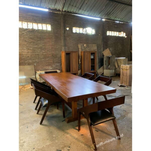 Set Meja Kursi Makan Kayu Jati Solid - Gambar 3