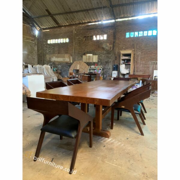 Set Meja Kursi Makan Kayu Jati Solid - Gambar 4