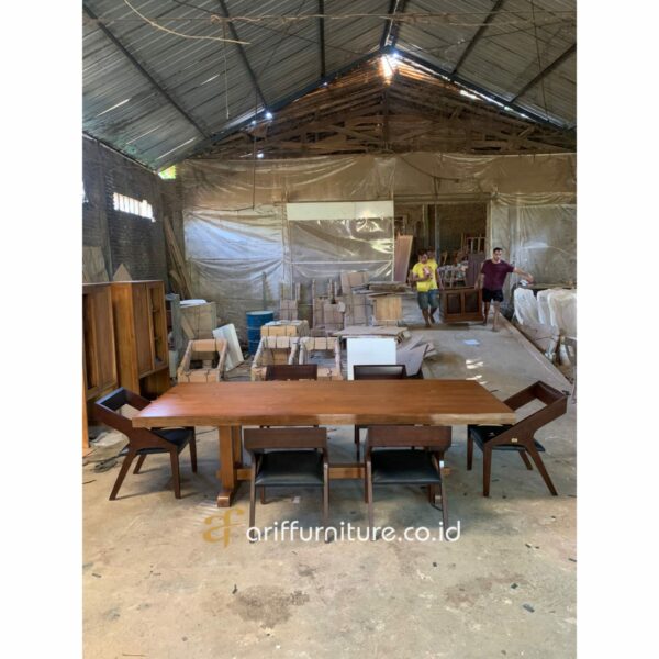 Set Meja Kursi Makan Kayu Jati Solid - Gambar 5