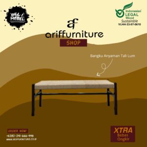 Bangku Anyaman Tali Lum Taman Outdoor Minimalis