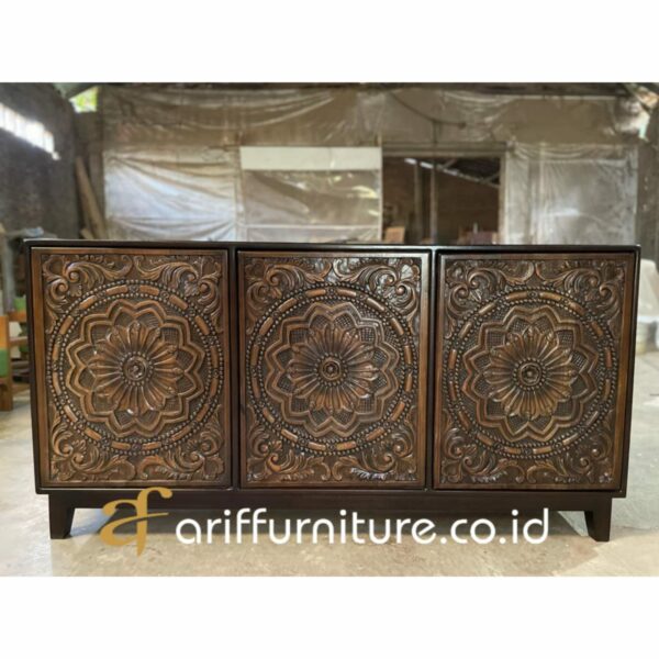 Buffet TV Ukir Kayu Jati Mewah - Gambar 5