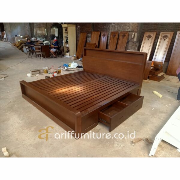 Dipan Minimalis Laci Modern Kayu Jati - Gambar 4