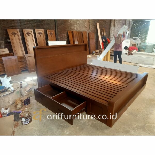 Dipan Minimalis Laci Modern Kayu Jati - Gambar 5