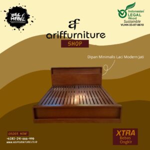 Dipan Minimalis Laci Modern Kayu Jati